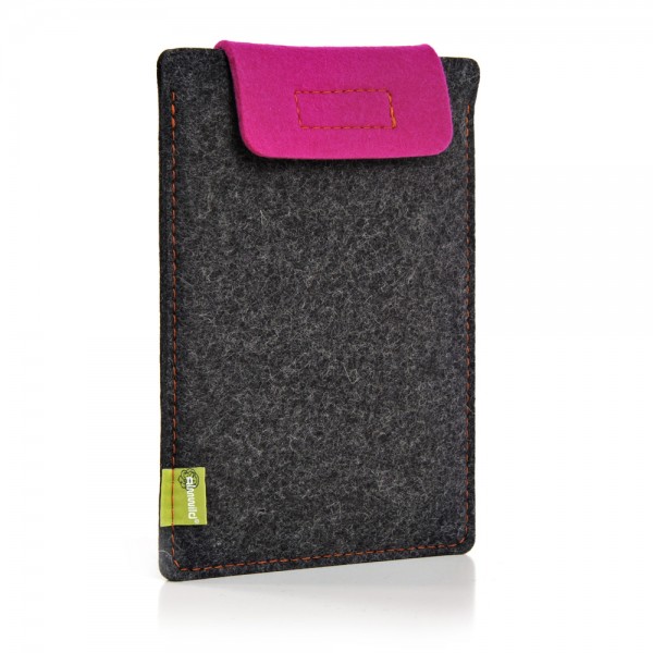 Almwild iPad Schofliesl - Sleeve Schiefergrau-Pink mit Verschlusslasche in Pink